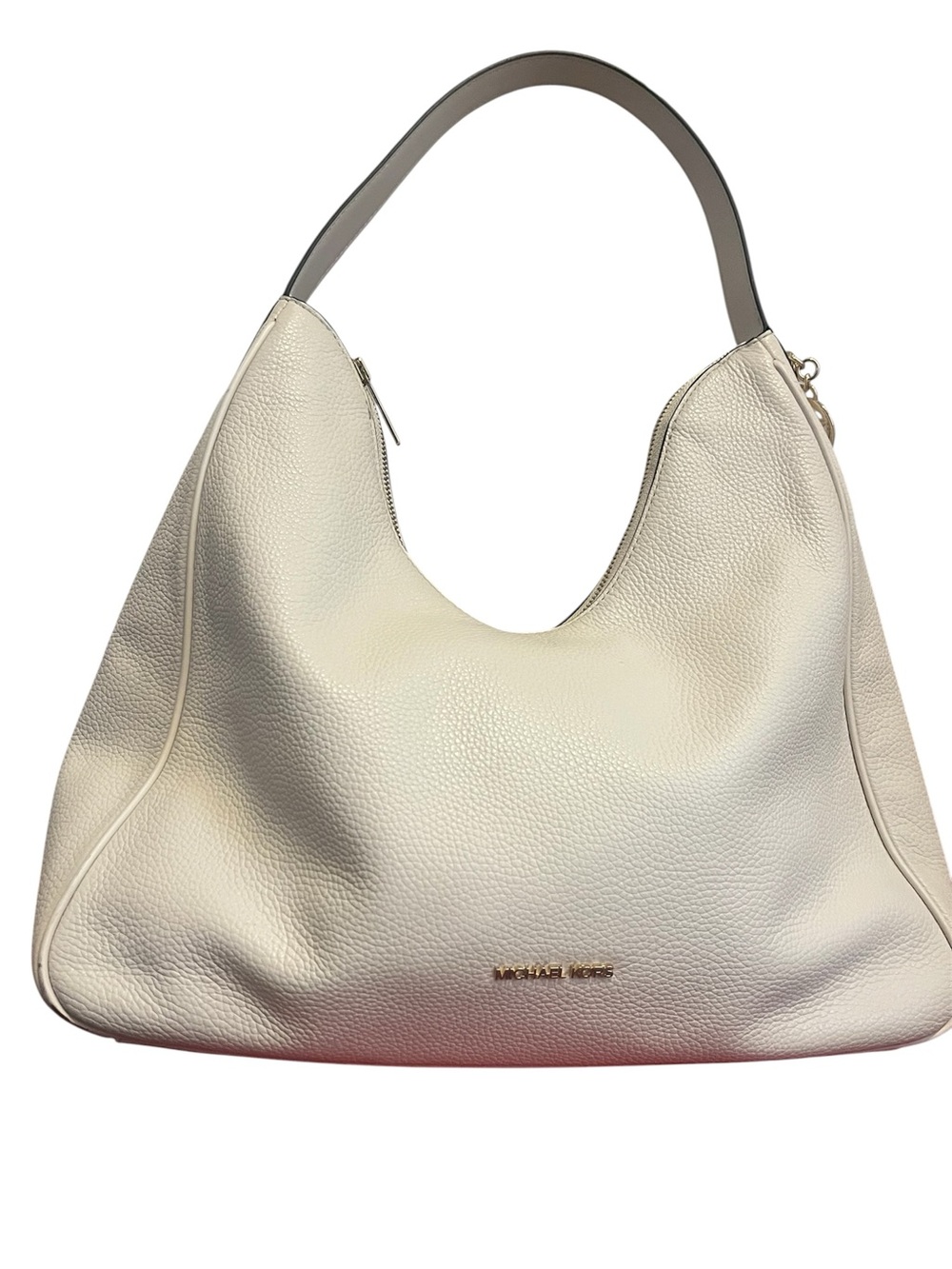 Michael Kors Cream Pebbled Leather Shoulder Hobo Medium H76